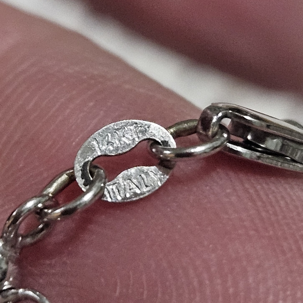 White Cultured Freshwater Pearl Cross On A 14k Italian White Gold Chain - Picture 10 of 11